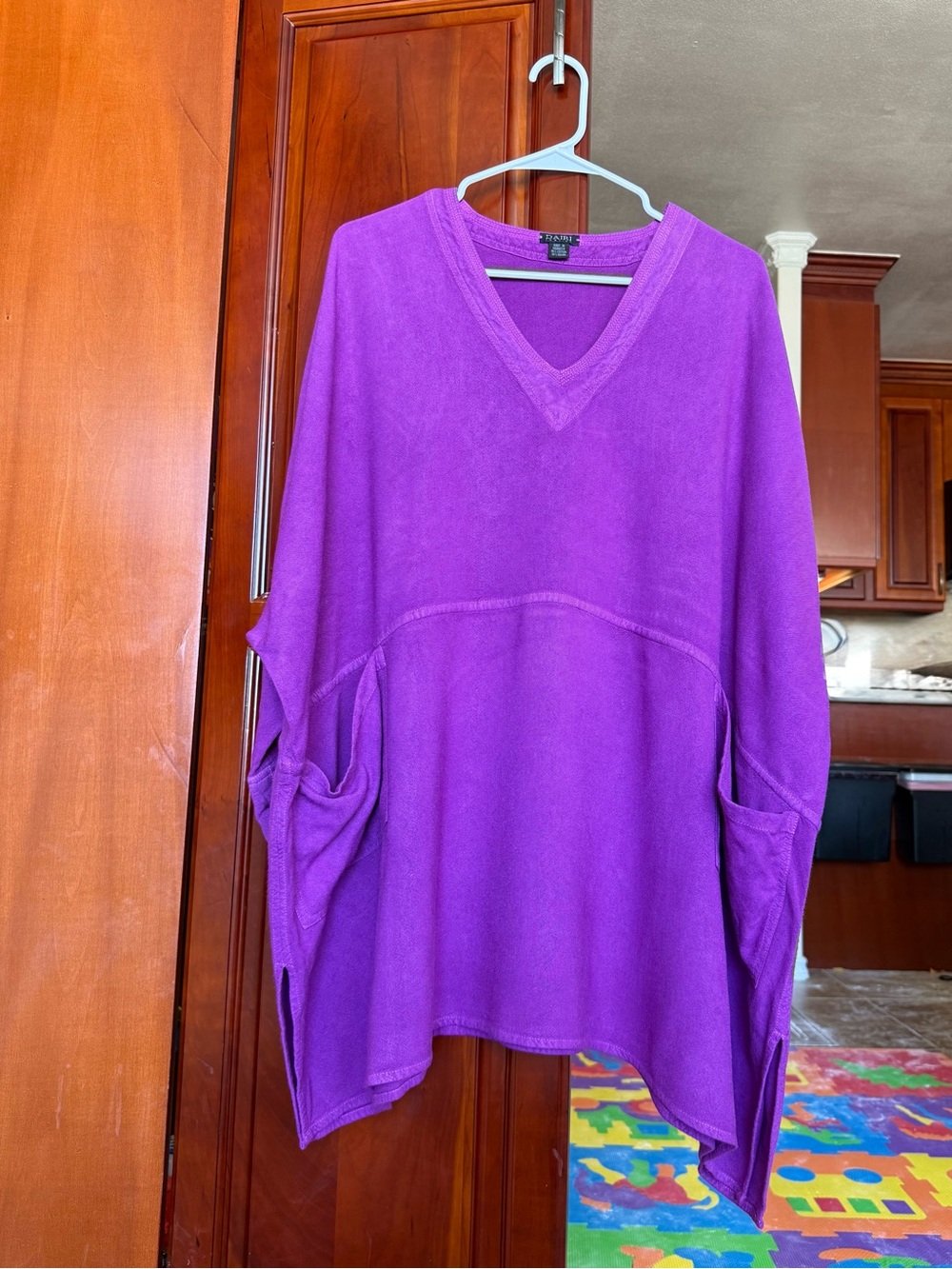 Purple V-Neck Women's Sweater with Pockets oversized Moroccan Premium fabric